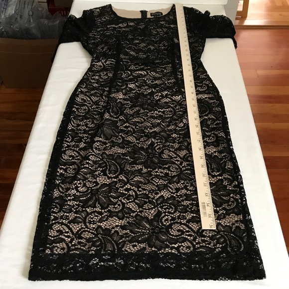 EN FOCUS STUDIO Lace Overlay Midi Dress Black Women’s Size 8 - Picture 13 of 16